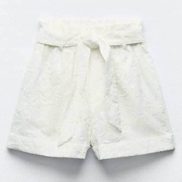 NWT ZARA EMBROIDERED PEPLUM BLOUSE & SHORTS SET SIZE M - Picture 9 of 11